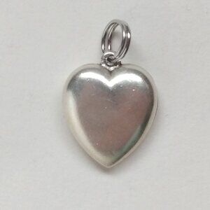Vintage Sterling Silver Puffy Heart Charm for Bracelet Pendant 5/8" .925 Love